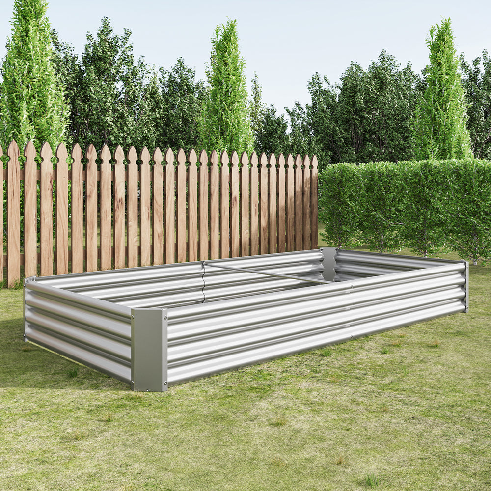 Raised Garden Bed Kit - Metal Raised Bed Garden 7.6x3.7x0.98ft for Flower Planters, Vegetables Herb Silver Media 10