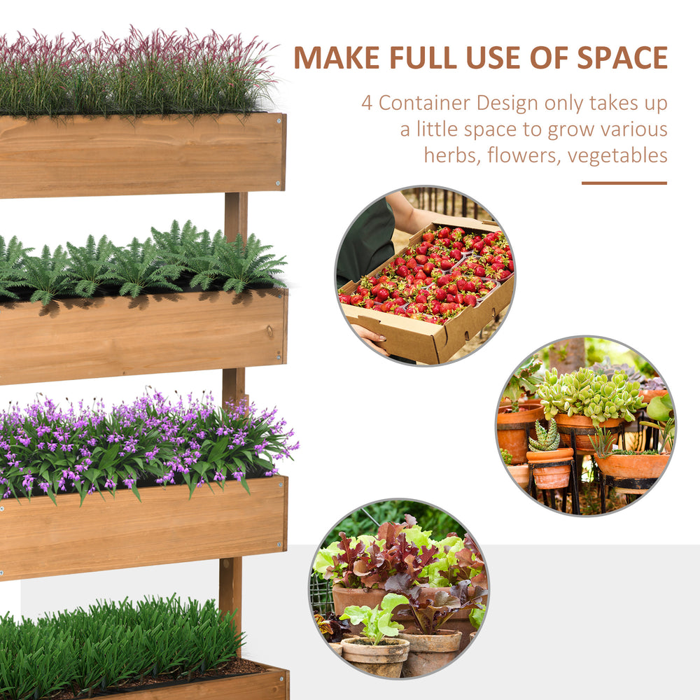 Outsunny Vertical Garden Planter, Wooden 4 Tier Planter Box, Self-Draining with Non-Woven Fabric for Outdoor Flowers, Vegetables and Herbs, Orange Media 6