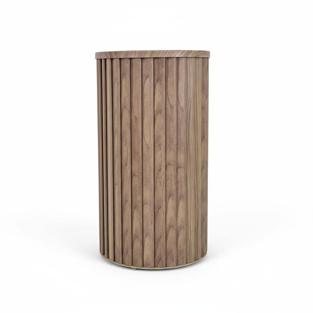 Round Strata Column Planter LG - Ash Brown Media 1