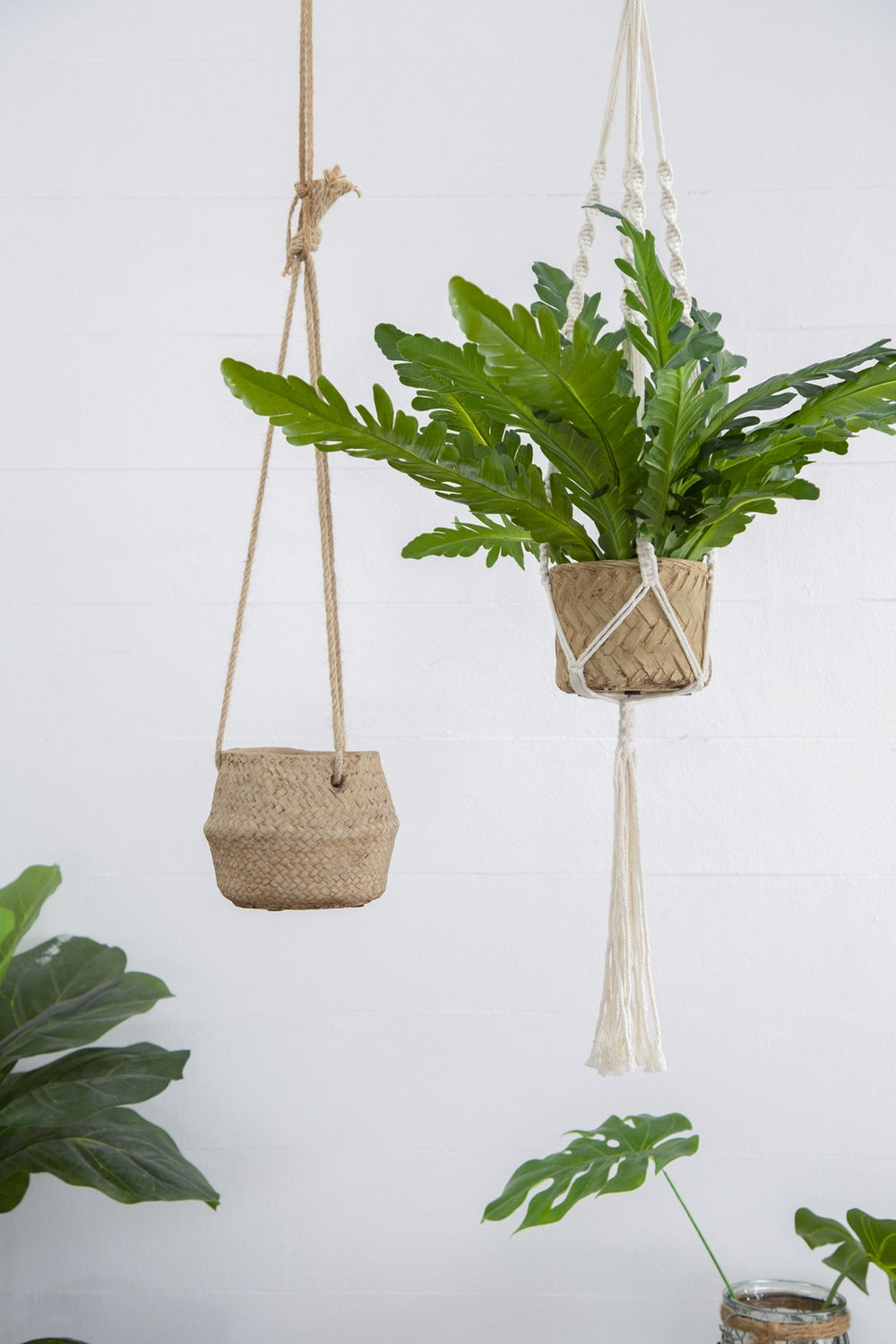 Set of 2, 5x5x4.5' Hanging Planter With Cotton Hanger, Bohemian Style Media 15