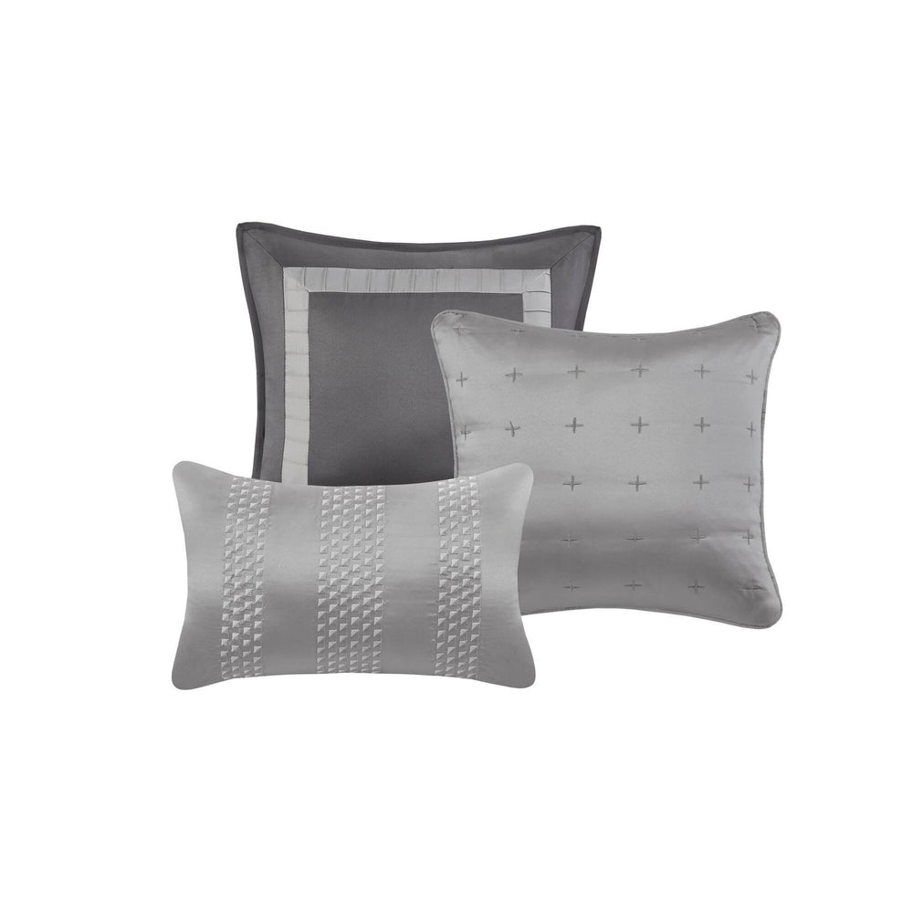 7 PCS Queen Comforter Set Grey Media 10
