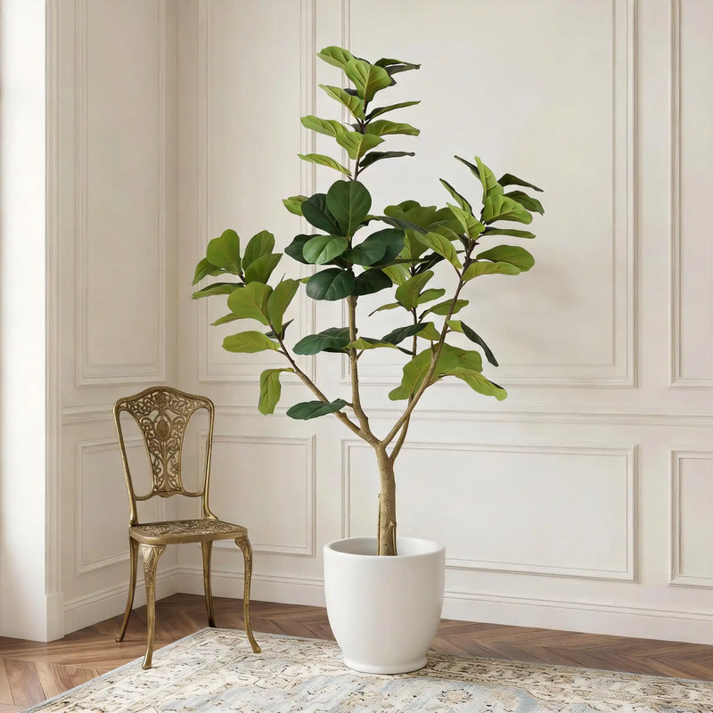 6FT Artificial Fiddle Leaf Fig Tree, Realistic Faux Potted Plant in Black Pot, 1pc/set