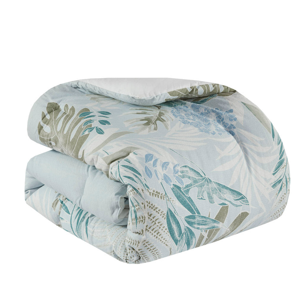 6 Piece Oversized Cotton Comforter Set with Throw Pillow Blue Full Media 15