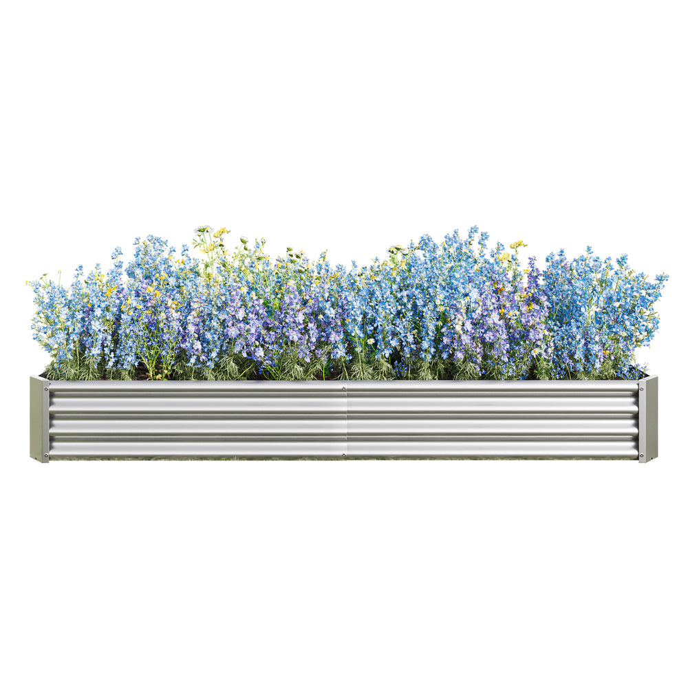 2PCS Silver 8×4×1ft Metal Raised Rectangle Garden Planter Beds Media 11