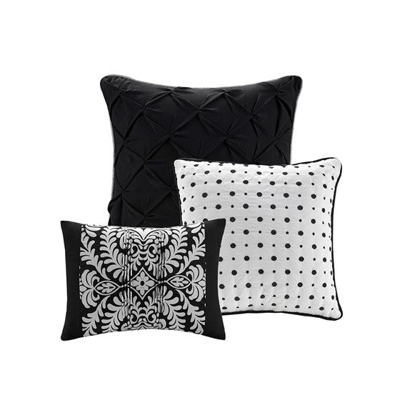 7 Piece Cotton Printed Comforter Set Black Queen Media 11