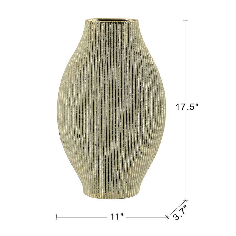 Ceramic Accent Vase with Vertical Ribbed Texture