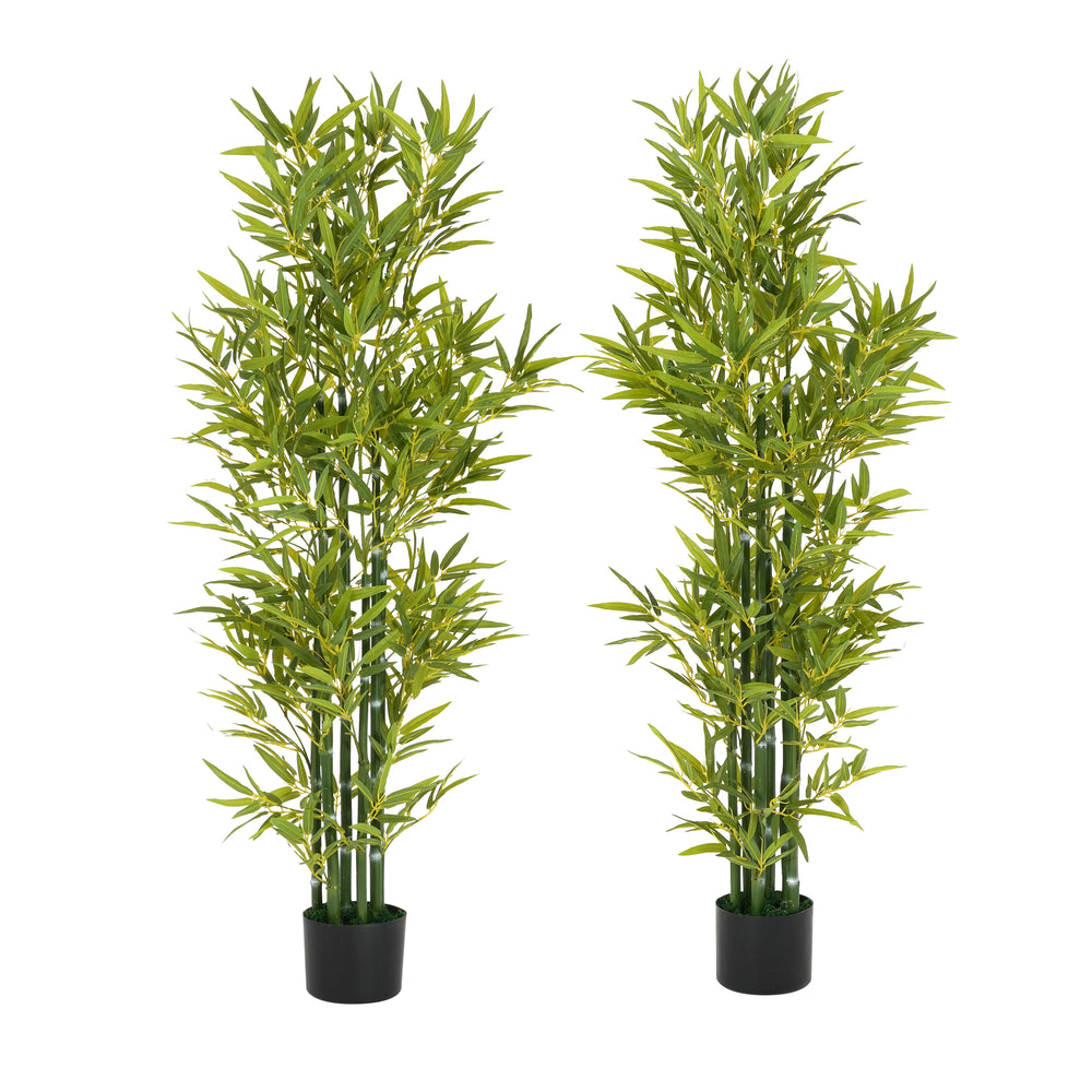 5' Artificial Bamboo with Black Plastic Pot, Set of 2 Media 1