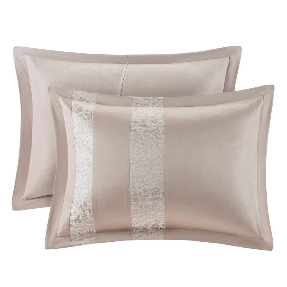 7 Piece Chenille Jacquard Comforter Set Taupe Cal King Media 7
