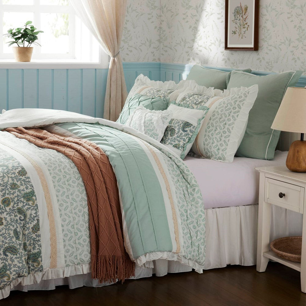 9 Piece Cotton Percale Comforter Set Aqua Cal King Media 6