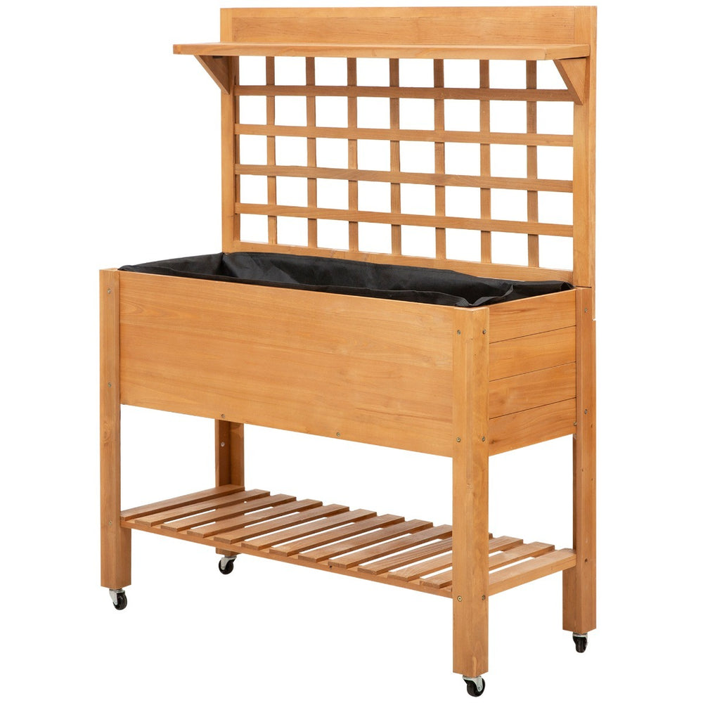 Elevated Garden Raised Bed Solid Wood Planter Flower Herb Boxes Media 4