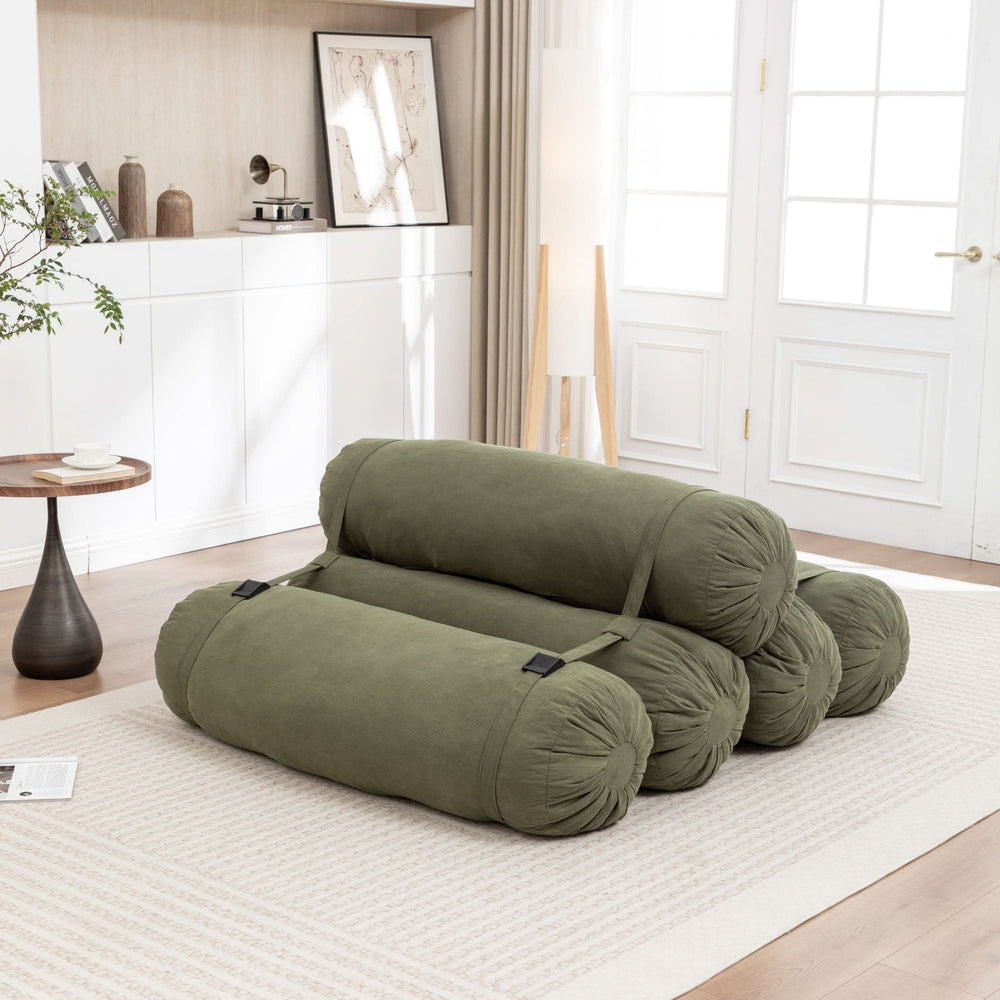 Corduroy Floor Sofa With Adjustable Straps & Multi Person Lounge Chair Media 1