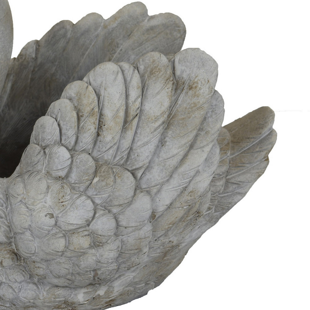 Jina Planter with Swan Sculpted Details, Gray Terracotta 10 Inch Media 2