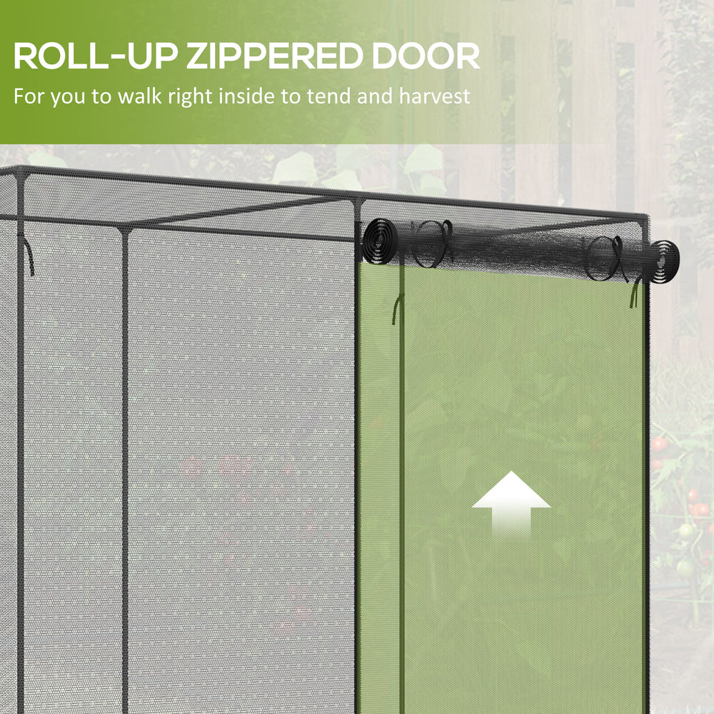Outsunny 6' x 3' Crop Cage, Plant Protection Tent with Zippered Doors for Vegetable Garden, Backyard, Black Media 6