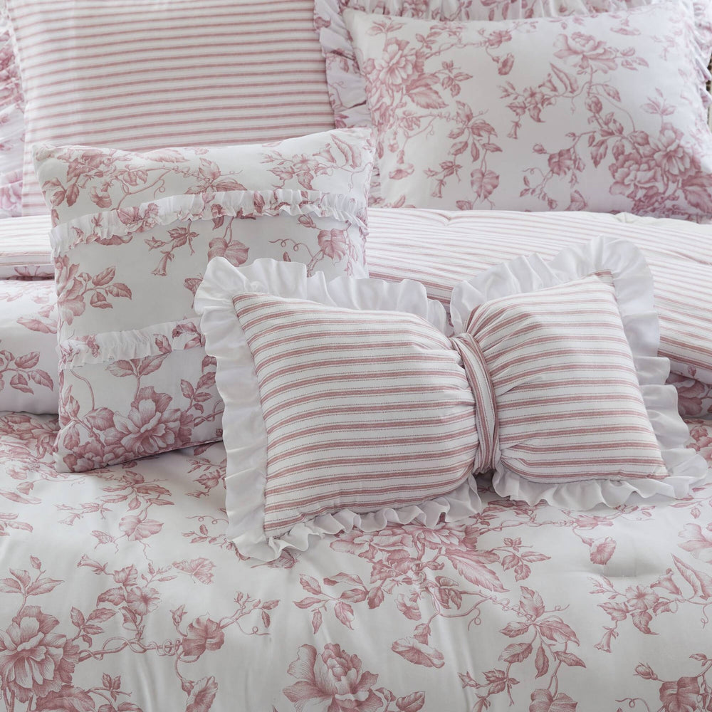4 Pieces Twin/Twin XL Comforter Set with Decorative Pillows,Pink Media 14