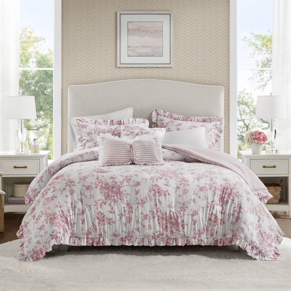 4 Pieces Twin/Twin XL Comforter Set with Decorative Pillows,Pink Media 1