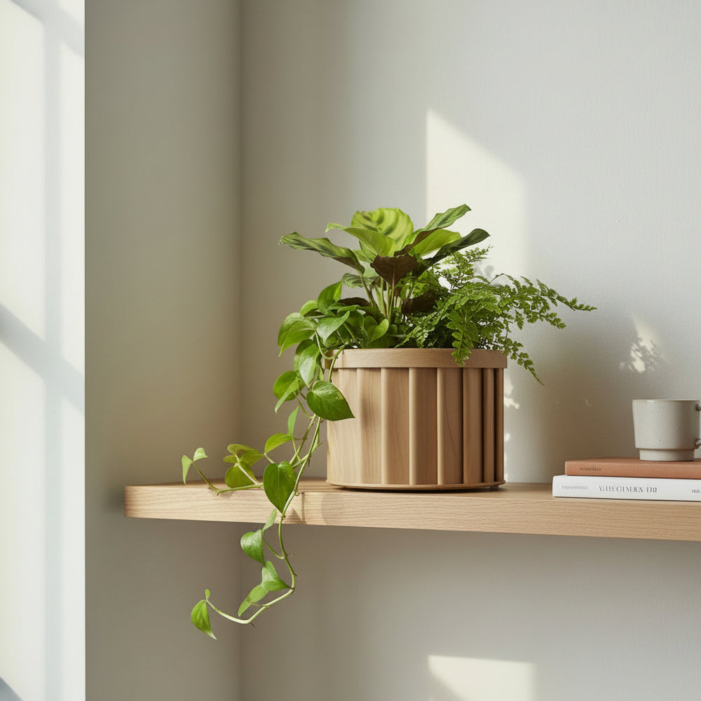 Round Strata Planter MD - Beige Brown Media 3