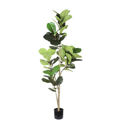 6FT Real Touch Fake Fiddle Leaf Fig Tree in Black Plastic Pot with Green Fabric Leaves, Indoor Decor for Home Office Living Room Corner perspective