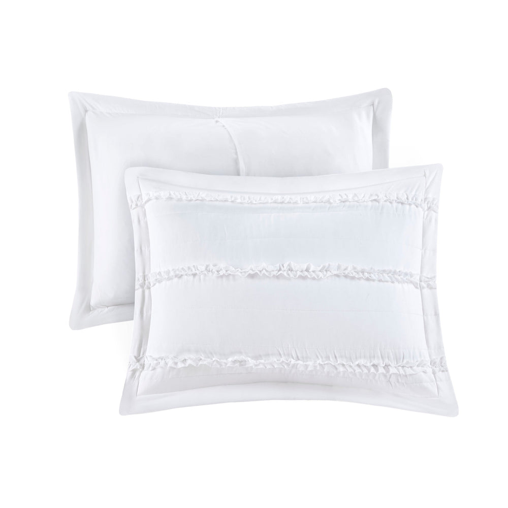 5 Piece   Ruffled Comforter Set White Queen Media 10