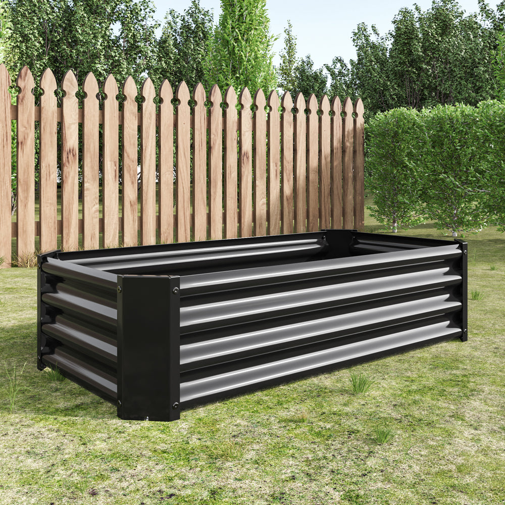 Black 4×2×1ft Metal Raised Garden Bed, Rectangle Raised Planter for Flowers Plants, Vegetables Herb Media 9