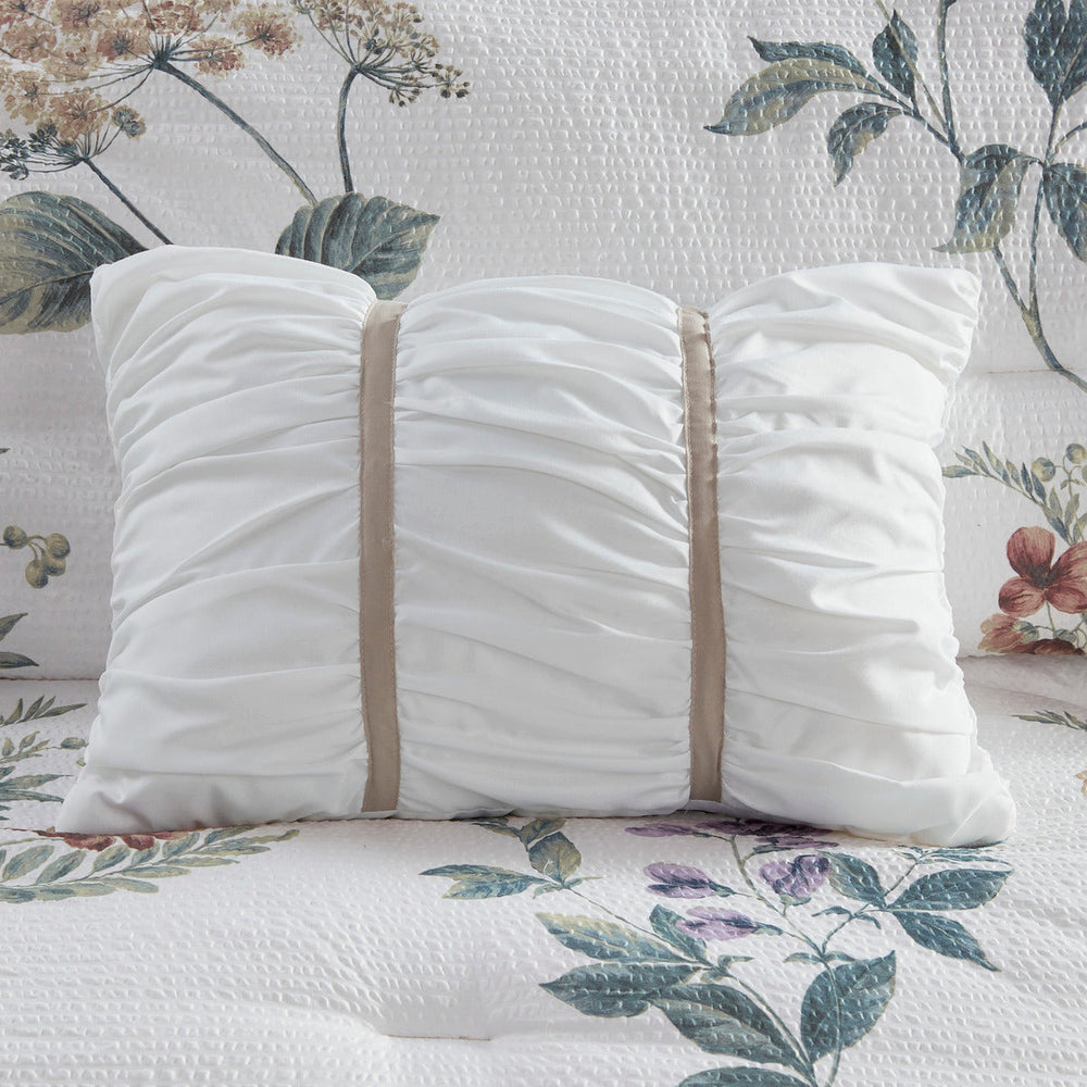 7 Piece Printed Seersucker Comforter Set with Throw Blanket Taupe/Blush Full/Queen Media 20