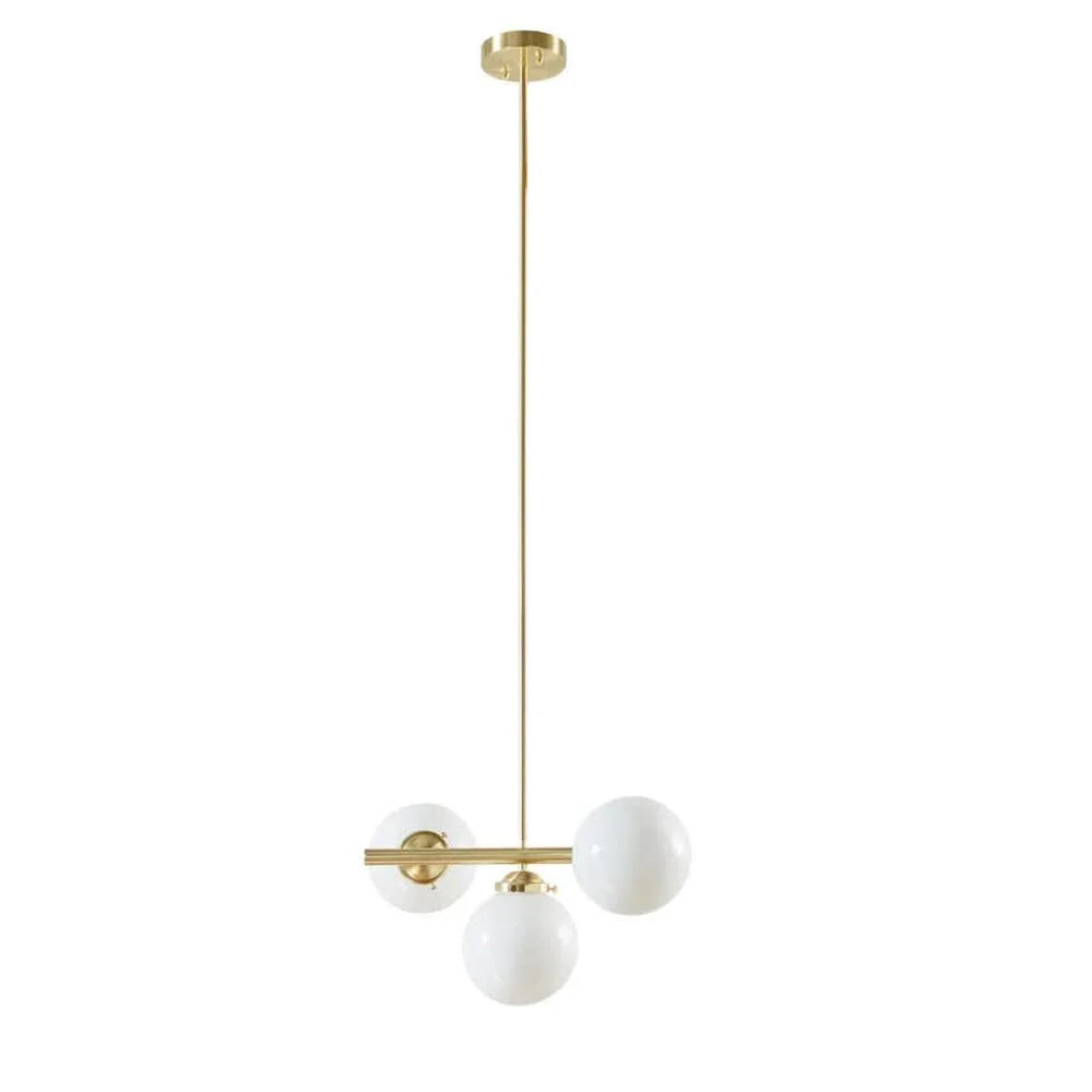 Three Light Chandelier Frosted Glass Globe Bulbs Architectural Style Media 7