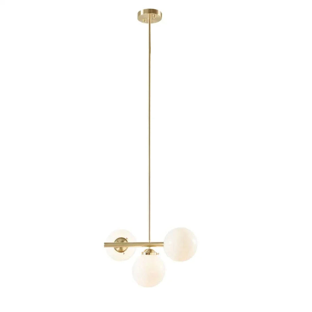 Three Light Chandelier Frosted Glass Globe Bulbs Architectural Style Media 6