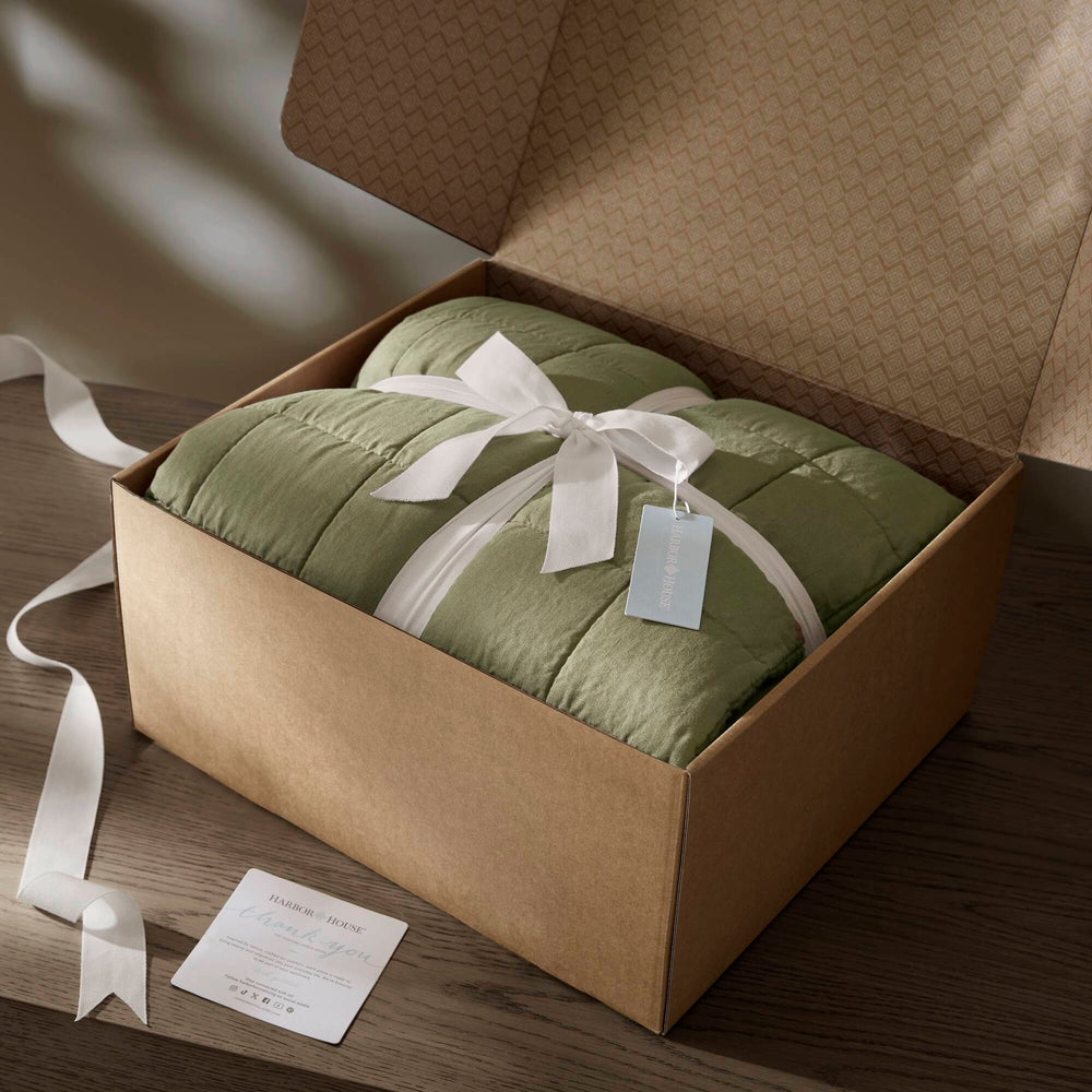 3-Piece King/Cal King Linen Garment Washed Quilt Set,Olive Green Media 8