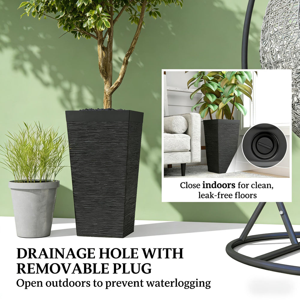 Modern Design Stackable Tapered Planters,Set of 3 Outdoor Planters Media 4