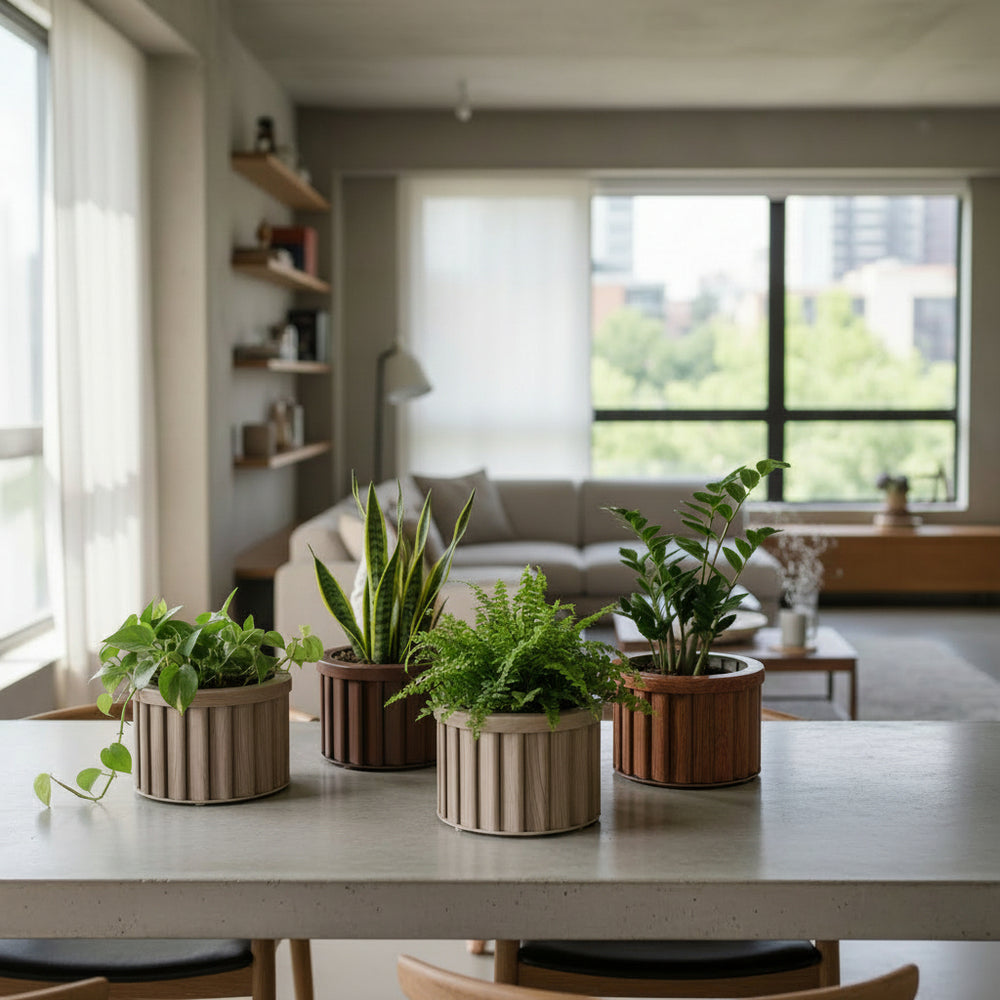 Round Strata Planter MD - Grey Brown Media 7