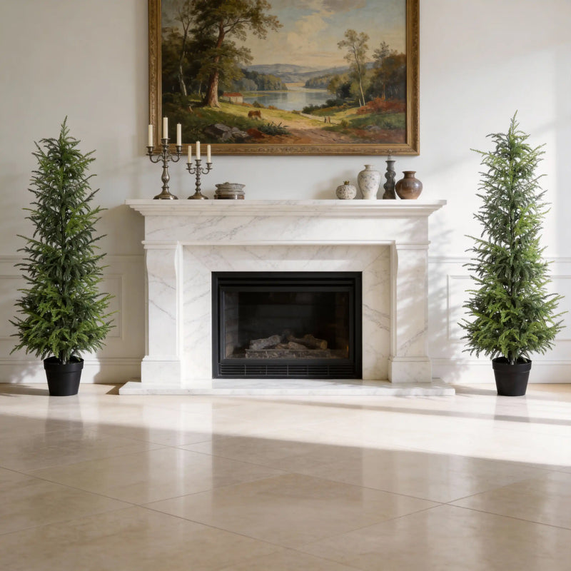 5' Artificial Real Touch Pine Tree in Black Plastic Pot, 2pc/set