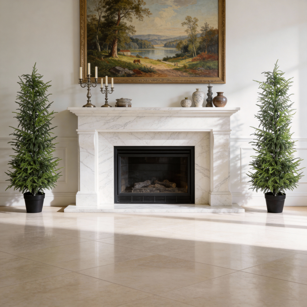 5' Artificial Real Touch Pine Tree in Black Plastic Pot, 2pc/set Media 3