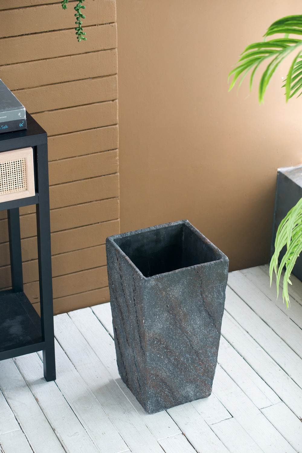 7.5x7.5x15' Cement Planter Small, Indoor Outdoor Garden Functional Decor Media 8