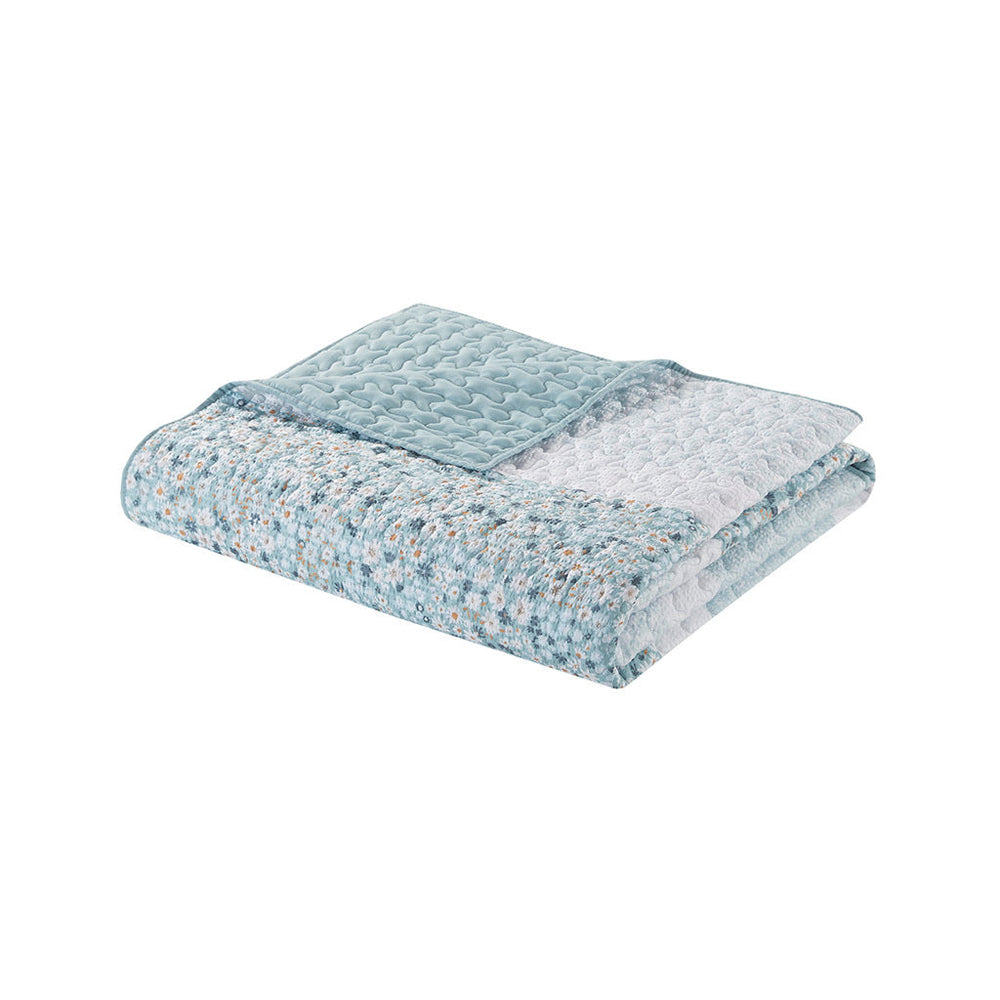 King/Cal King 4 Piece Seersucker Quilt Set with Throw Pillow Media 13