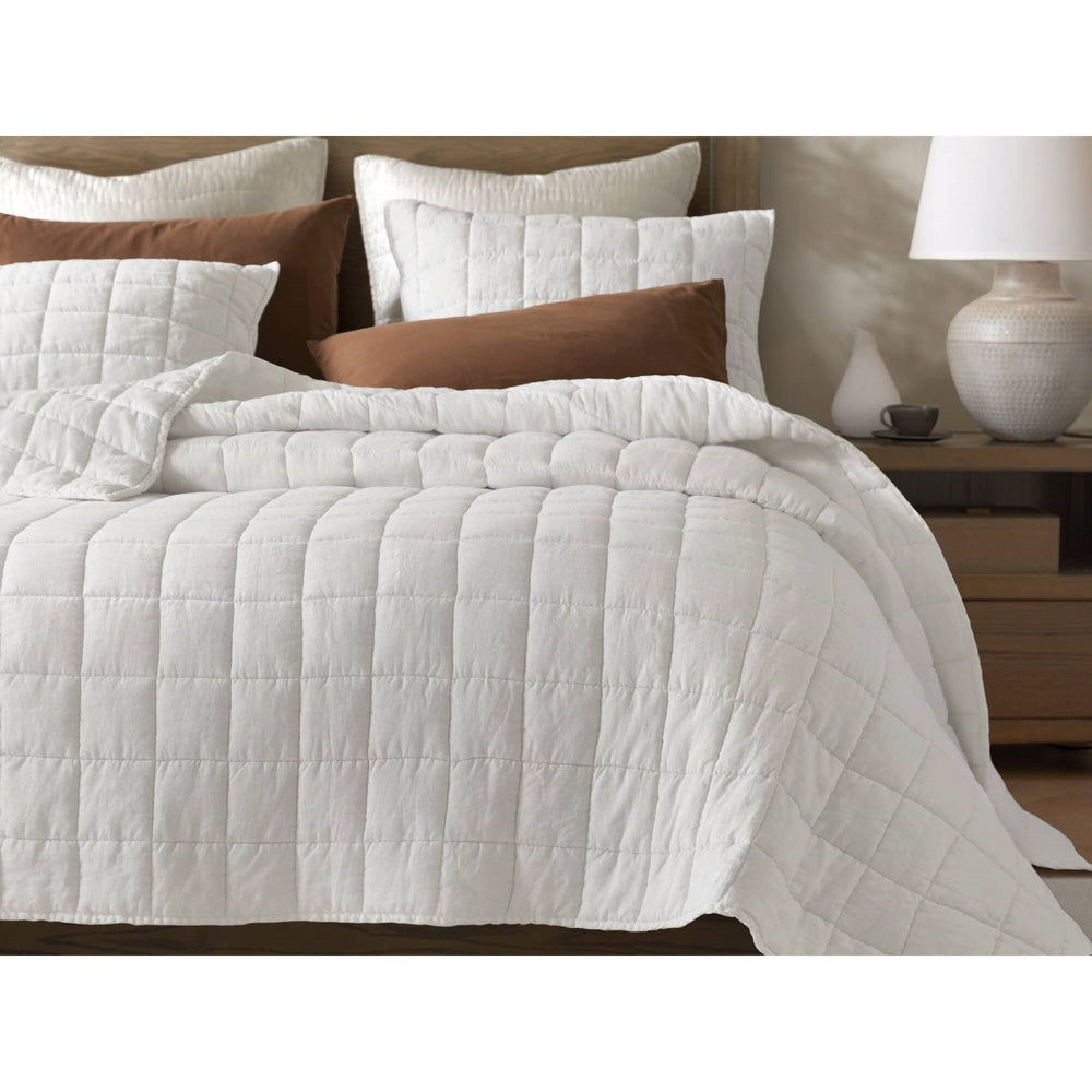 3-Piece Full/Queen Linen Garment Washed Quilt Set,White Media 13