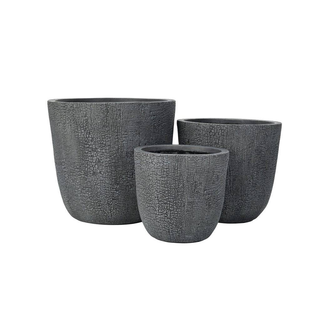 U_STYLE Lightweight MGO Planter Set of 3,16.93'+13.78'+11.02' Dia Round Concrete Stackable Flower Pots with Drainage Holes and Rubber Plug,Crackle Stone Texture for Patio Garden Balcony Indoor Outdoor Media 10
