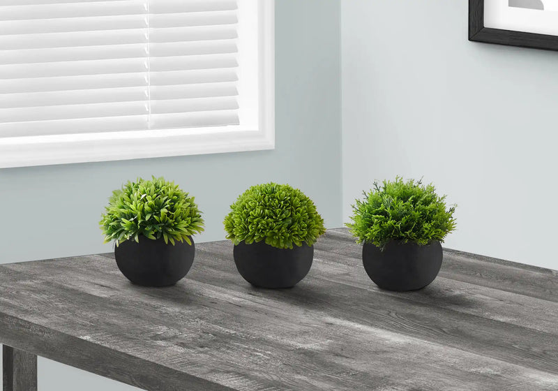 Artificial Plant, 5' Tall, Grass, Indoor, Faux, Fake, Table, Greenery, Potted, Set Of 3, Decorative, Green Plants, Black Pots
