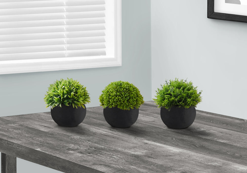 Artificial Plant, 5' Tall, Grass, Indoor, Faux, Fake, Table, Greenery, Potted, Set Of 3, Decorative, Green Plants, Black Pots Media 2