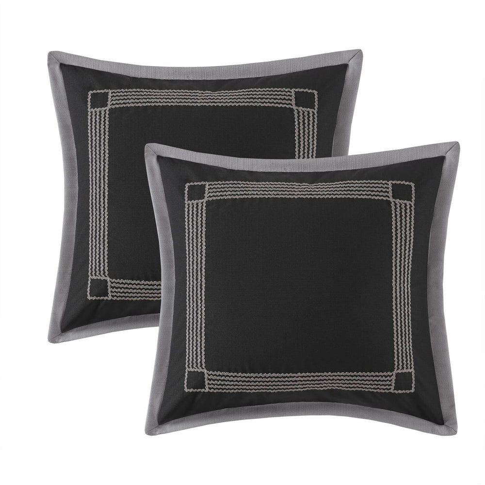 8 Pieces Queen Comforter Set,Black Multi Media 4