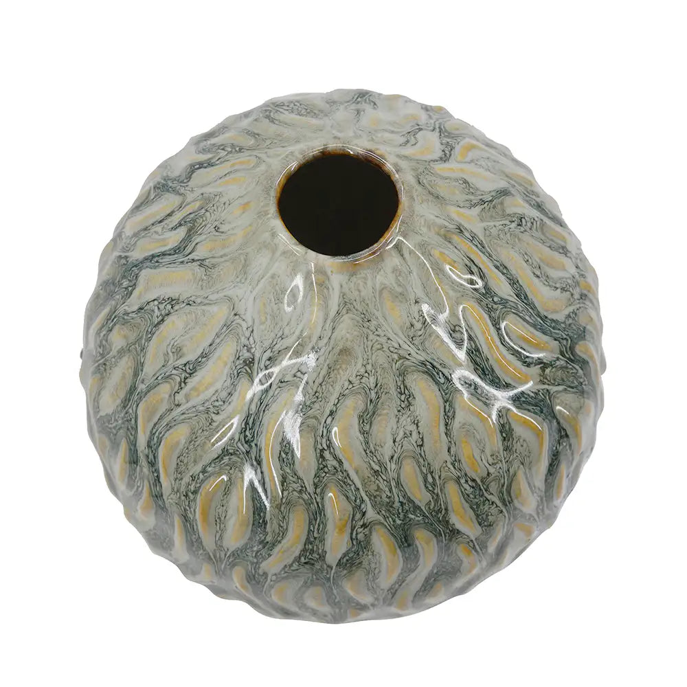 26929419 D8.5x9.8' Marbled Ceramic Vase - Amber and Charcoal Gray Decorative Teardrop Urn     DTY Store Marbled Ceramic Vase - Decorative Teardrop Urn     DTY Store