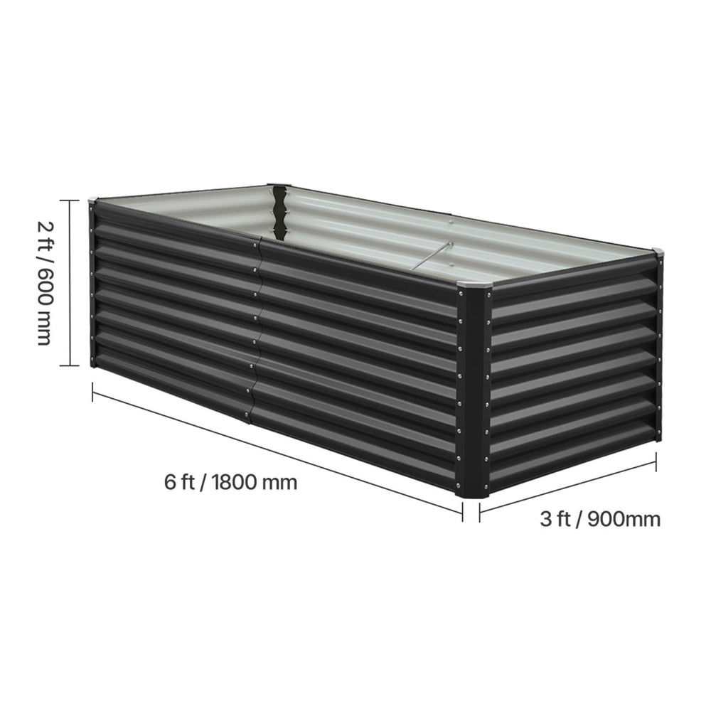 Metal Raised Garden Bed, 6 x 3 x 2 ft Outdoor Galvanized Planter Garden Box, Open Bottom Design, Large Planter Raised Bed for Growing Vegetables, Flowers, Herbs, and Succulents, Dark Gray Media 8