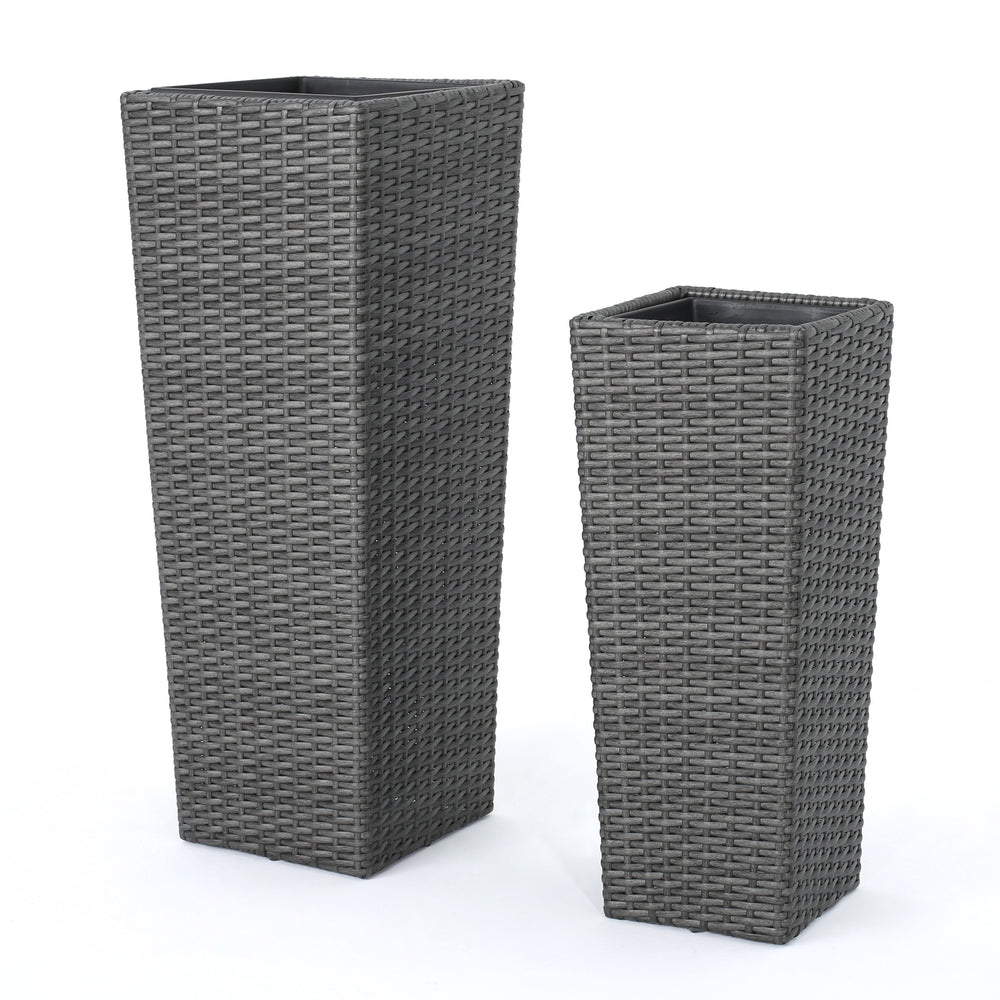 Rattan FLOWER POT - GREY Media 2