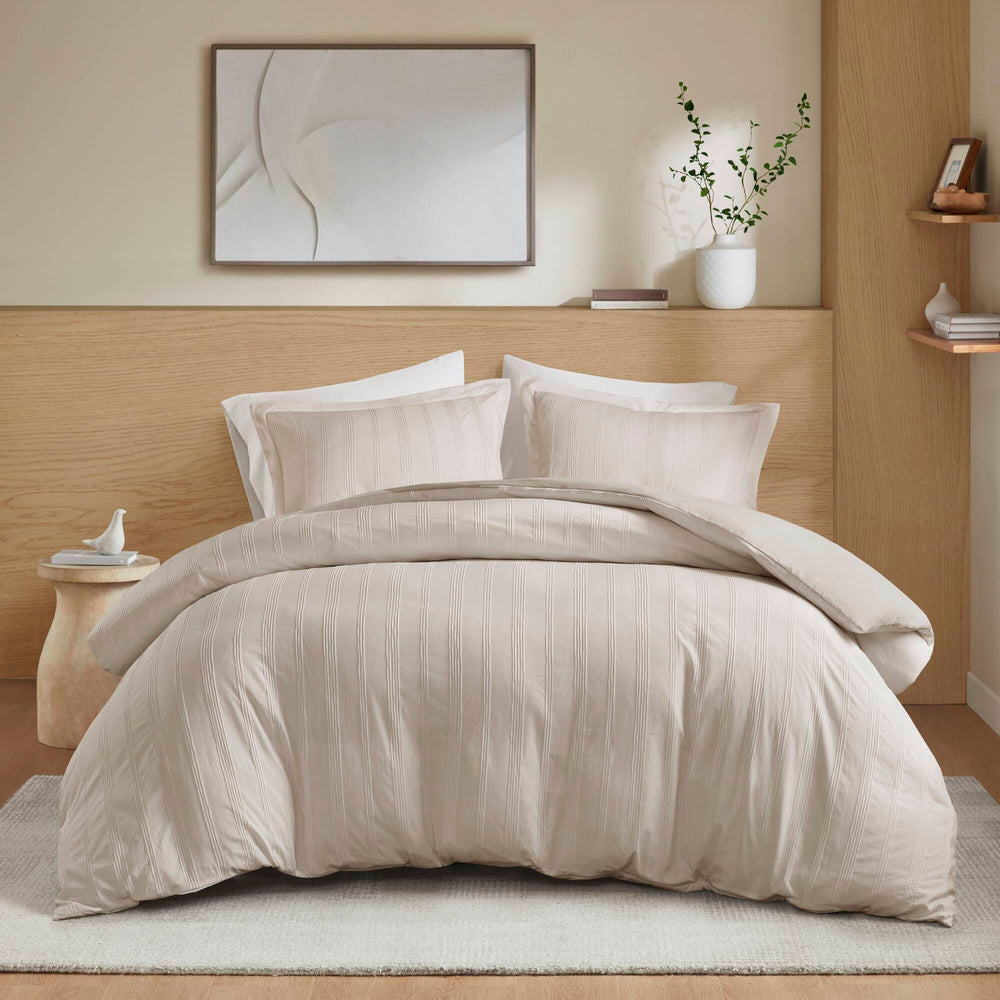 3-Piece King Woven Striped Duvet Set Media 18