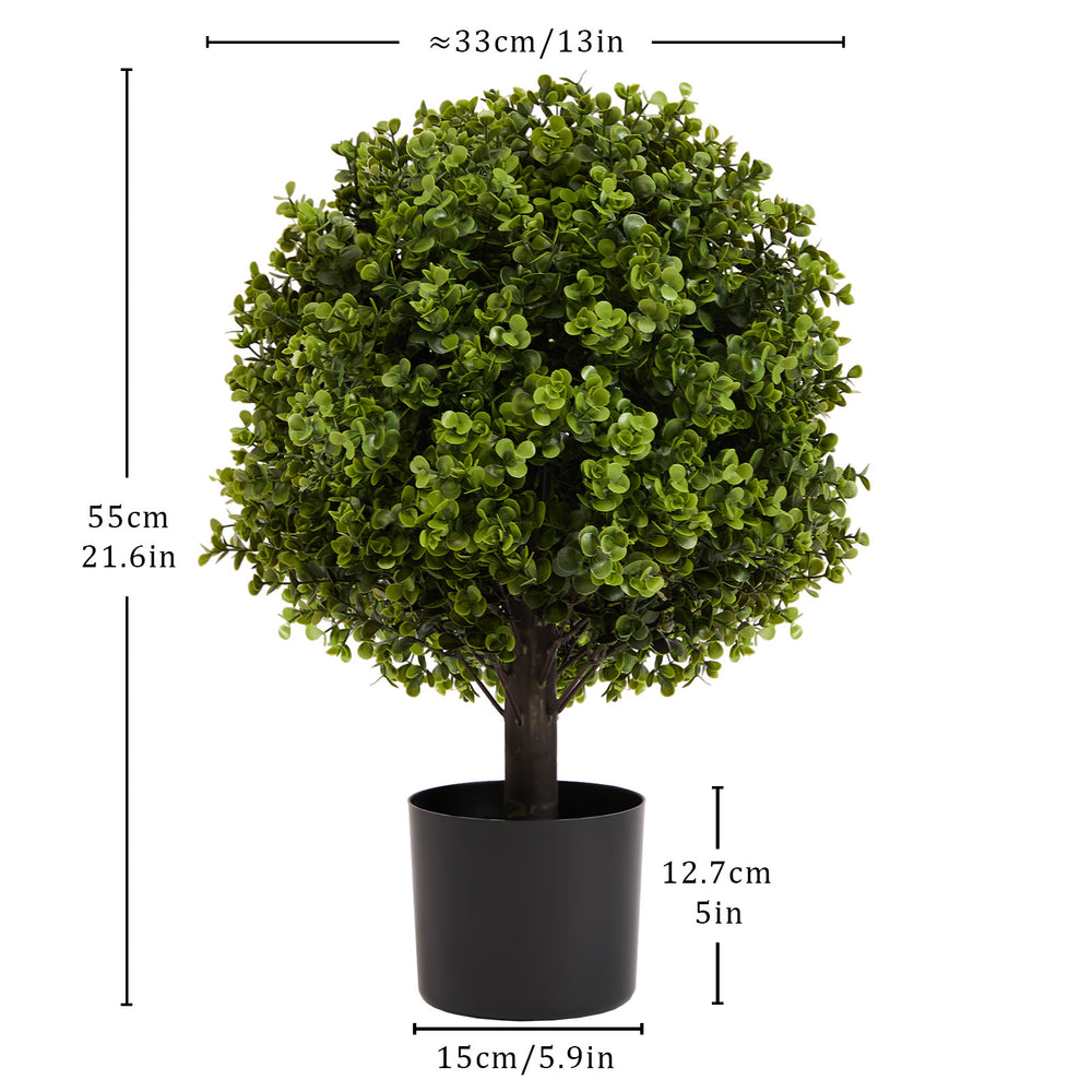 22in Boxwood Ball Shaped Artificial Topiary Shrubs Tree in Pot for Home and Garden Decoration 2pcs/set Media 2