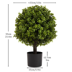22in Boxwood Ball Shaped Artificial Topiary Shrubs Tree in Pot for Home and Garden Decoration 2pcs/set perspective
