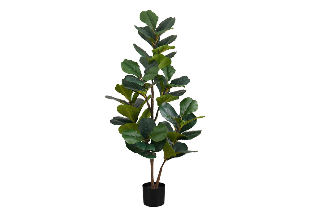 Artificial Plant, 49' Tall, Fiddle Tree, Indoor, Faux, Fake, Floor, Greenery, Potted, Real Touch, Decorative, Green Leaves, Black Pot Media 2
