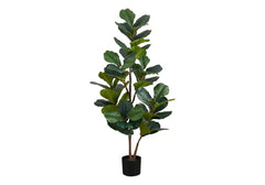 Artificial Plant, 49' Tall, Fiddle Tree, Indoor, Faux, Fake, Floor, Greenery, Potted, Real Touch, Decorative, Green Leaves, Black Pot perspective