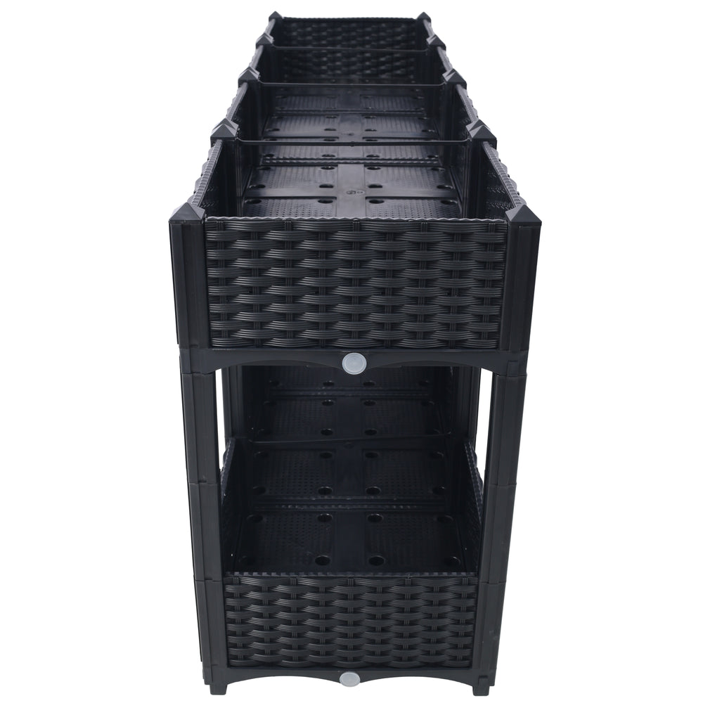 Planter Raised Beds - Elevated Planter Garden Box with Drainage Plug Raised Garden Beds for Vegetable/Flower/Herb Outdoor Standing Planter Beds Gardening Kit,Black,63'x15.7'x27.7' Media 7