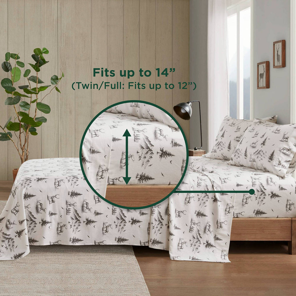4 PCS King Sheet Set Gray Deer Toile Media 3