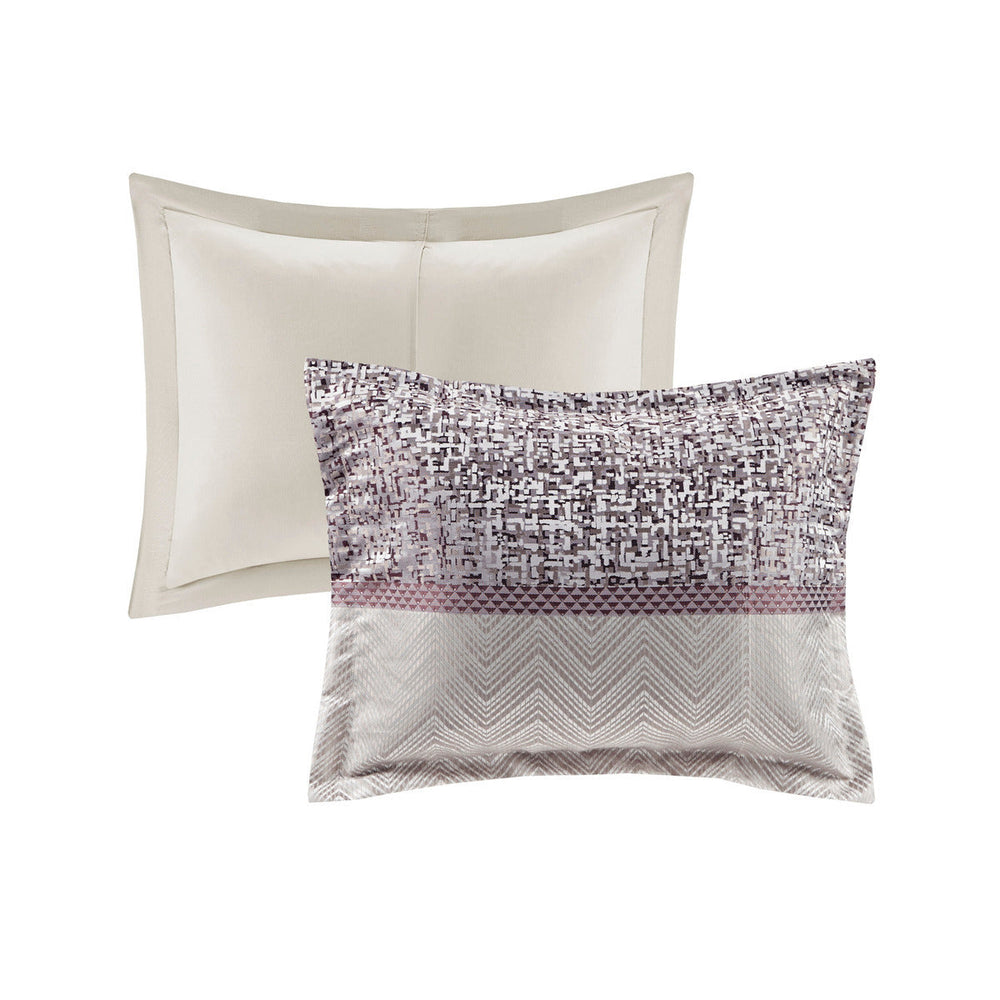 7 Piece Jacquard Comforter Set Purple Queen Media 7