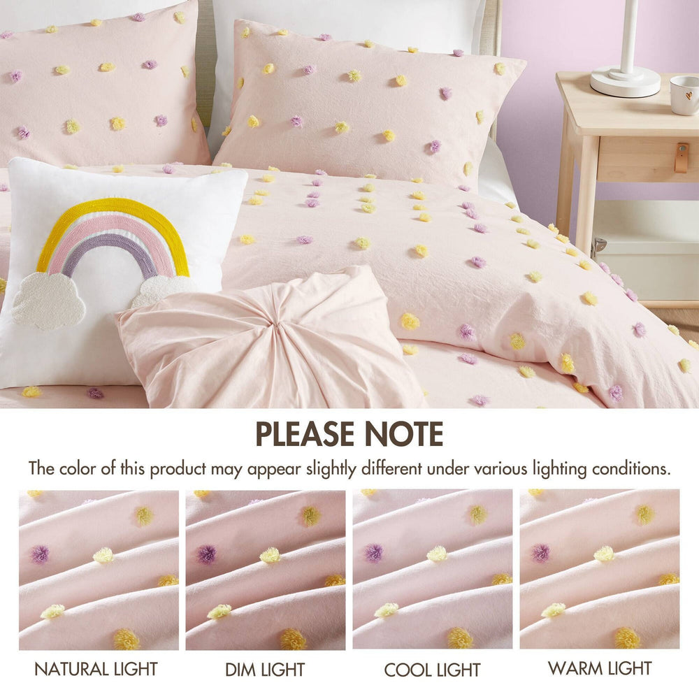 5PCS Full/Queen Cotton Jacquard Pom Pom Comforter Set Media 10